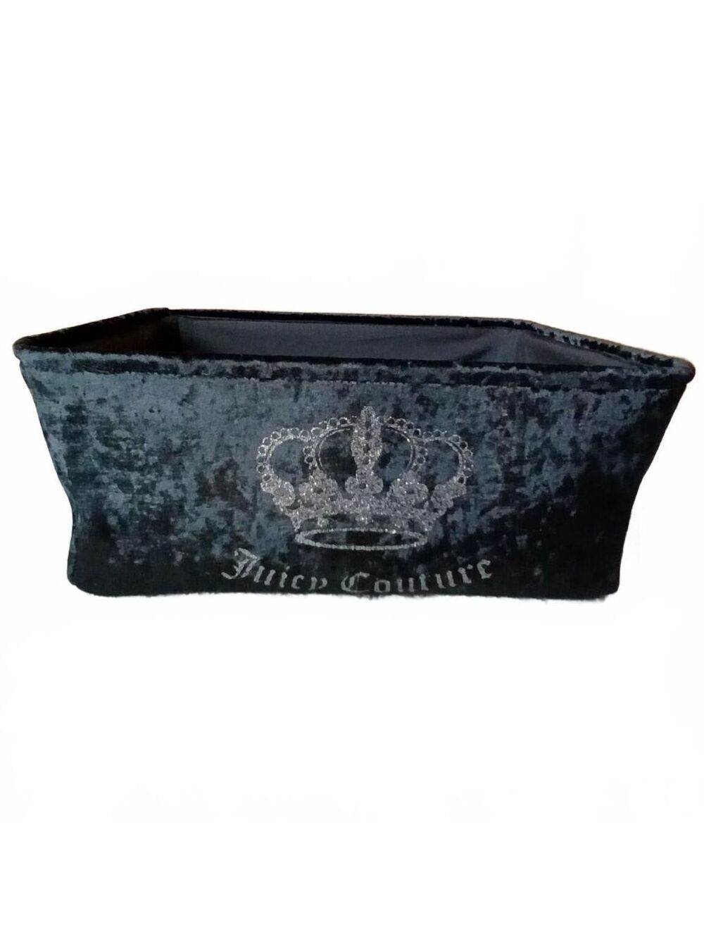 Juicy Couture Home Black Velvet Storage Basket Crown Organizer Bin NWT